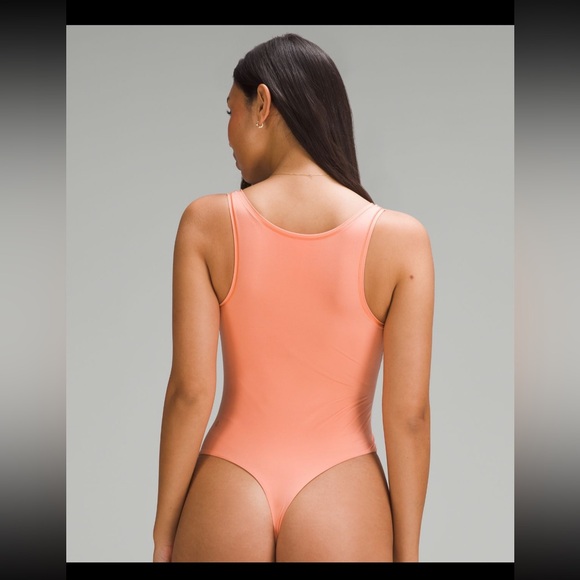Lululemon Wundermost ultra soft nulu square neck sleeveless bodysuit Coral KissM - Picture 1 of 6